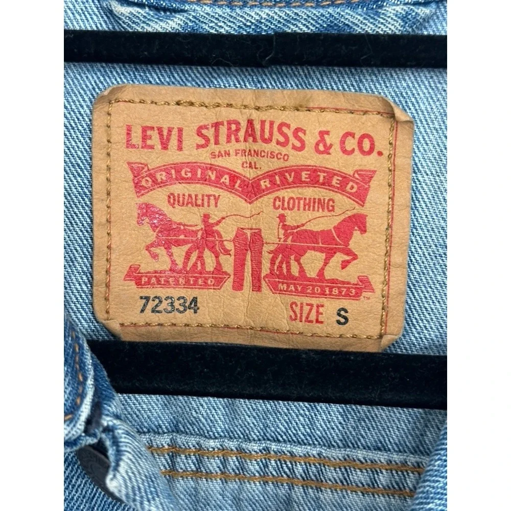 Levis Mens Denim Trucker Jacket S Light Wash Blue Cotton Jean Coat 72334